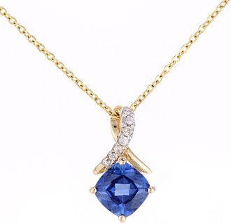 Diamant L'&eacute;ternel Womens 9ct Yellow Gold 0.81ct Created Tanzanite and 0.02ct Diamond Pendant - One Size