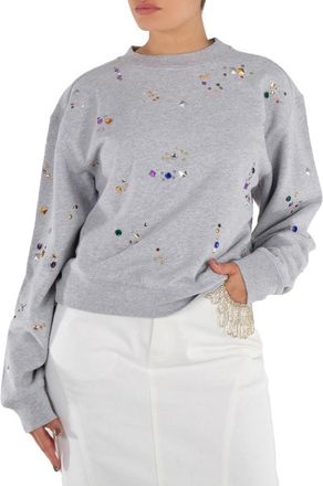 Paco Rabanne Ladies Grey Stud-Detail Organic Cotton Sweatshirt, Size Small