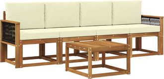 vidaXL Conjunto De Sof&aacute;s De Exterior 4 Uds. Natural Y Crema Vidaxl