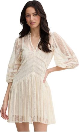 Twinset Kleedjes, Dames, Beige, XL, Katoen, Lace Mini Jurk