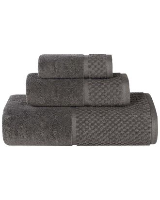 Superior Lodie Cotton Plush Jacquard Solid 3Pc Towel Set