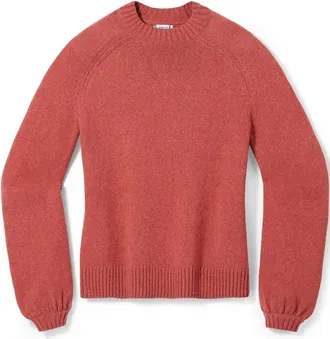Smartwool Cozy Lodge Sweater Womens Dusty Cedar Heather Bell Sleeve RED831