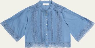 Sea New York Pippa Embroidered Short-Sleeve Blouse