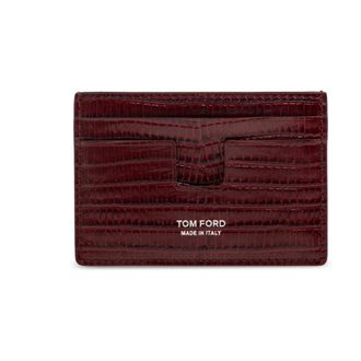 Tom Ford Leather Card Holder - male - Tom Ford - Wallets & Cardholders - Red - ONE SIZE - Accessories