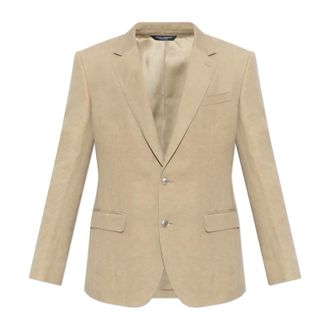 Dolce & Gabbana Giacca Martini Light Monopetto in Lino - - Jackets - Uomo - Beige - L