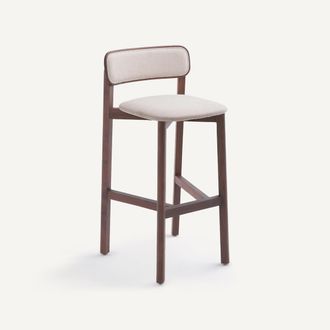 AM.PM Barstoel in notenhout en textiel, Batignolles, Gallina