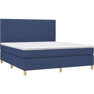 vidaXL Vidaxl - Cama Box Spring Colch&oacute;n Y Luces Led Tela Azul 180x200 Cm