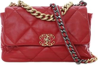 Chanel 2020 Large Lambskin 19 Flap satchel - Rosso