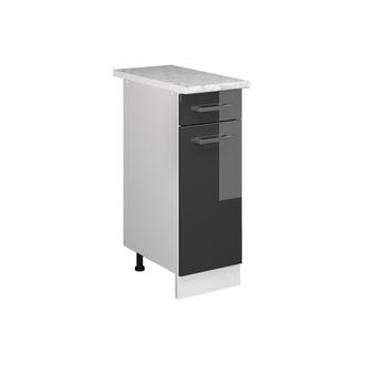 Vicco Mueble Bajo Universal R-line, Antracita Alto Brillo, 30 Cm Con Caj&oacute;n, Con Encimera Vicco