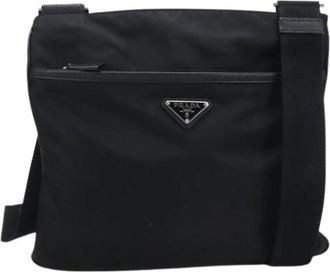 Prada Pre-owned Cross Body Bags, male, Black, Size: ONE SIZE Pre-owned Nylon Shoulder Bag