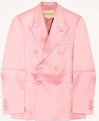 Valentino Valentino Double-Breasted Jacket In Double-Face Duchesse Silk With Pressed Crease
