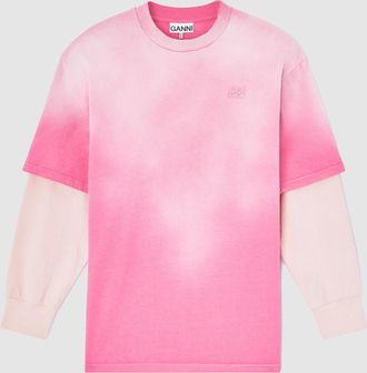 Ganni Tee-Shirt Heavy Cotton Jersey Washed Effect Chalk Pink