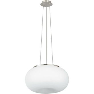 Eglo Eglo - Optica - 2 Light Globe Ceiling Pendant Satin Nickel, White Opal Glass, E27