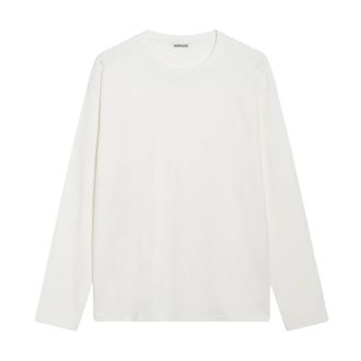 Auralee Camiseta de manga larga de punto de algod&oacute;n cepillado - Tops - Hombre - Blanco - L