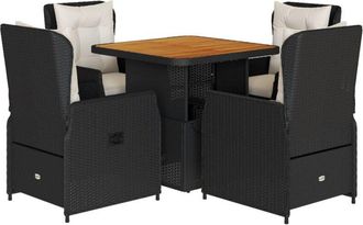 vidaXL Set De Muebles Jard&iacute;n 5 Pzas Con Cojines Rat&aacute;n Sint&eacute;tico Negro Vidaxl