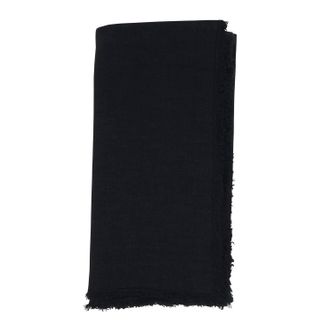 Saro Lifestyle Fringed Design Stone Washed Napkins - Set Of 4 In Black