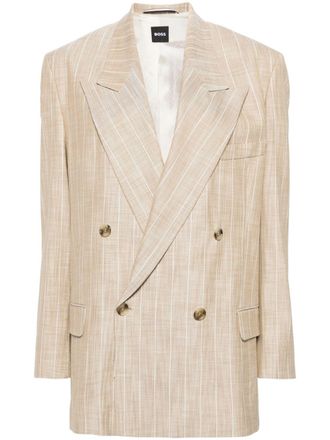 BOSS pinstriped double-breasted blazer - Neutrals