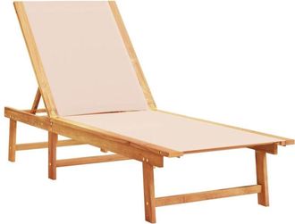 vidaXL Vidaxl - Sun Lounger Cream Solid Wood Acacia and Textilene