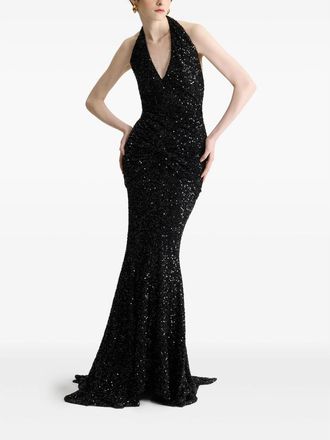 Patou Sequinned Halterneck Maxi Dress