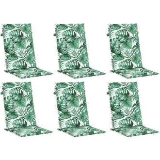 vidaXL Cojines De Silla De Respaldo Alto 6 Uds Tela Estampado De Hojas Vidaxl