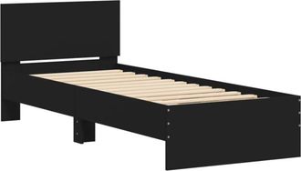 vidaXL Cama con cabecero madera de ingeniería negra 90x190 cm Vidaxl