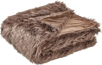 Beliani Manta De Acr&iacute;lico Marr&oacute;n 200 X 220 Cm Poli&eacute;ster Pelo Largo Dormitorio Delice