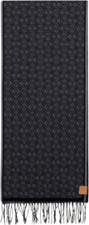 Loewe Winter Scarves, unisex, Black, ONE SIZE, Cashmere Anagram Scarf with Fringes