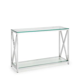 Julian Bowen Miami Console Table 120x40cm - Glass & Silver - Julian Bowen | TJ Hughes
