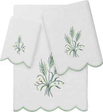 Linum Home Textiles 100% Turkish Cotton Whitney Scallop 3Pc Embellished Towel Set