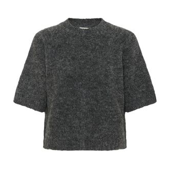 Kaffe KAemilie Cropped Knit Pullover - Dames - Ronde hals truien - Zwart - 2XL - Leer - Truien & Vesten