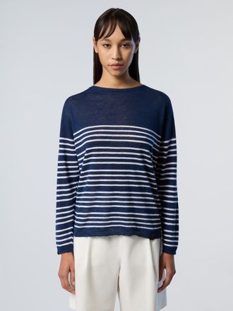 North Sails Womens Sweater Striped crew-neck - Blue Cotton - Size X-Large