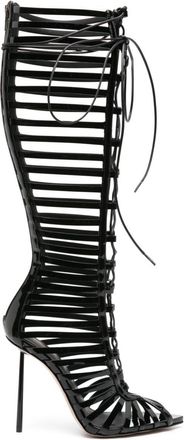 Le Silla Cage 120mm knee-high boots - women - Goat Skin/Patent Calf Leather/Calf Leather/Rubber - 36 - Black
