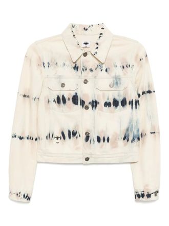 Dior tie-dye printed denim jacket - women - Cotton - 36 - White