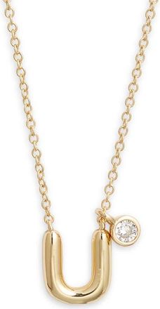 Chelsea28 Goldtone Initial Pendant Necklace in U- Clear- Gold at Nordstrom