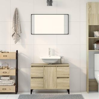 Berkfield Home Sink Cabinet Sonoma Oak 80x33x60 cm Engineered Wood in Light Oak | Size: 80 x 33 x 60 cm