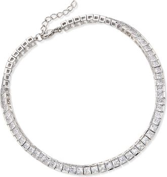 Ross-Simons Princess-Cut CZ Tennis Anklet in Sterling Silver