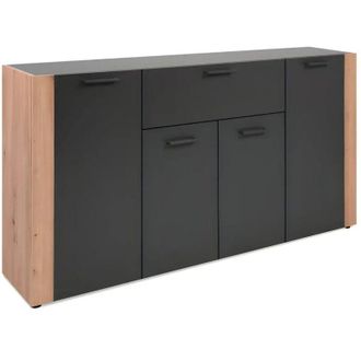 M&S Collection Madia Soggiorno Moderna 4 Ante 1 Cassetto Credenza Rovere Antracite
