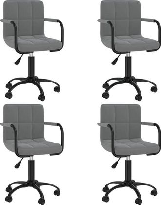 vidaXL Sillas De Comedor Giratorias 4 Unidades Terciopelo Gris Oscuro Vidaxl