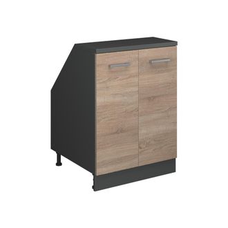 Vicco Armario De Cocina Para Techo Inclinado R-line, Sonoma, 60 Cm Con 2 Puertas, 60 Cm De Profundidad, Vicco