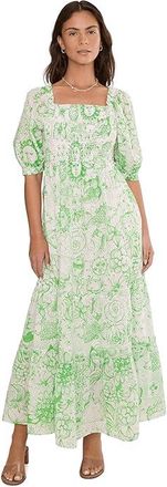 Lilly Pulitzer Hadly Short Sleeve Smocked Womens Dress Putting Green Fleur De Lilly : XXS, Cotton