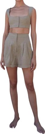 Le Kasha Cesare Linen Shorts In Khaki