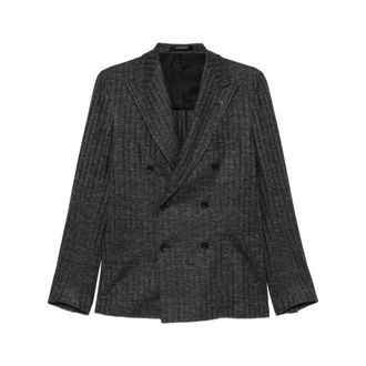 Tagliatore Blazers, male, Gray, Size: M Double-breasted Peak Lapel Blazer