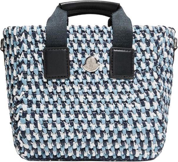 Moncler Micro Caradoc Raffia Tote Bag, Women, Blue, Size: One Size