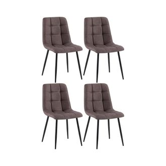 Clp Set de 4 silla de comedor con reposapi&eacute;s en tela marr&oacute;n