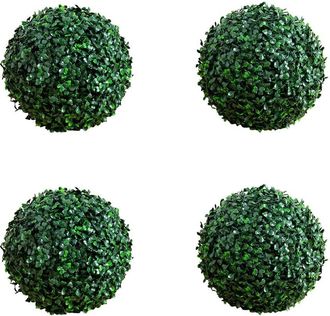 Nearly Natural Set of Four 8in UV-Resistant Artificial Boxwood Ball (Indoor/Outdoor)