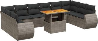 vidaXL Set De Sof&aacute;s De Jard&iacute;n 11 Pzas Y Cojines Rat&aacute;n Sint&eacute;tico Gris Vidaxl