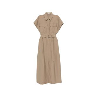 Brunello Cucinelli Pocket Belted Midi Dress