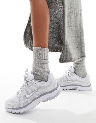 Nike P-6000 sneakers in white and silver