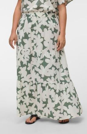 Vero Moda Floral Organic Cotton Maxi Skirt in Laurel Wreath at Nordstrom Rack, Size 12W