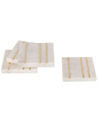 Godinger Dnu Aur Discontinued Godinger Mila Square Marble With Inlay Coasters (Set Of 4)